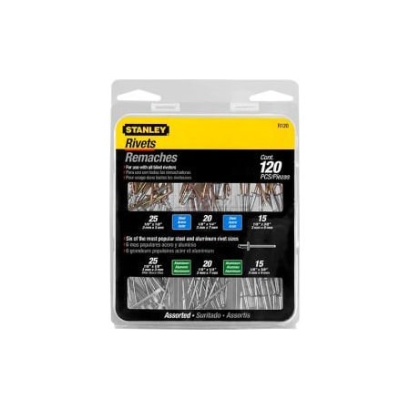 Stanley Stanley R120 Rivet Pack Assortment, 120 Pack R120